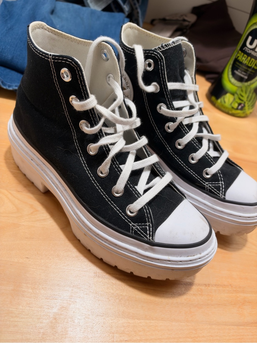 Converse Black and White High-Top Platform Sneakers - Women's